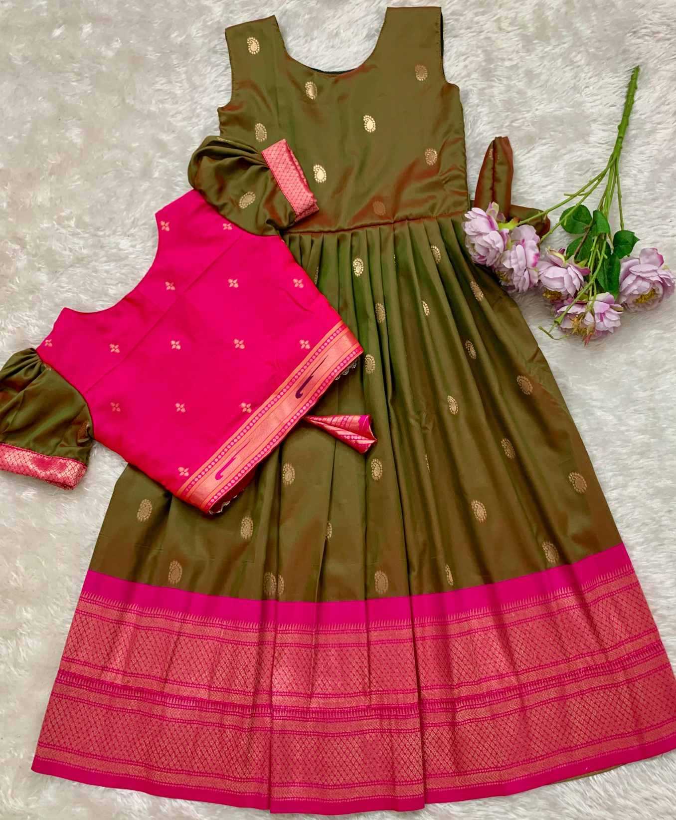 YNF Wholesale Paithani Silk Kids Designer Frock KESH685 Over Coat | Surat Manufacturer