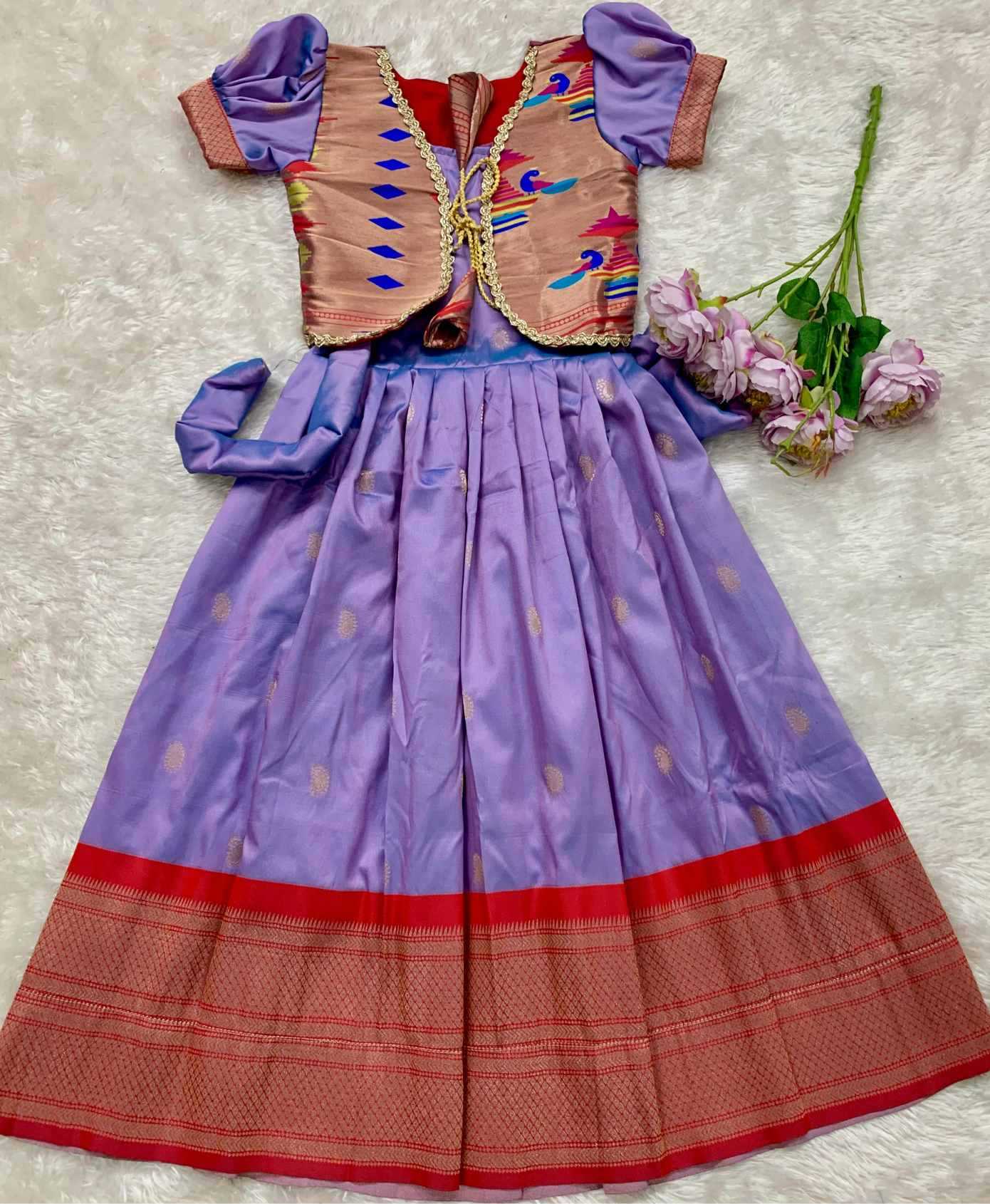 YNF Wholesale Paithani Silk Kids Designer Frock KESH685 Over Coat | Surat Manufacturer