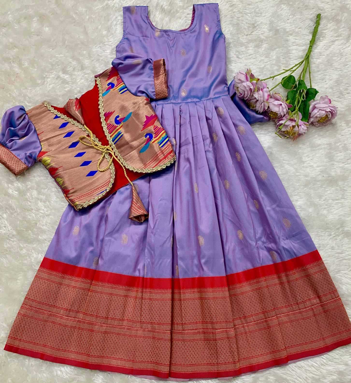 YNF Wholesale Paithani Silk Kids Designer Frock KESH685 Over Coat | Surat Manufacturer
