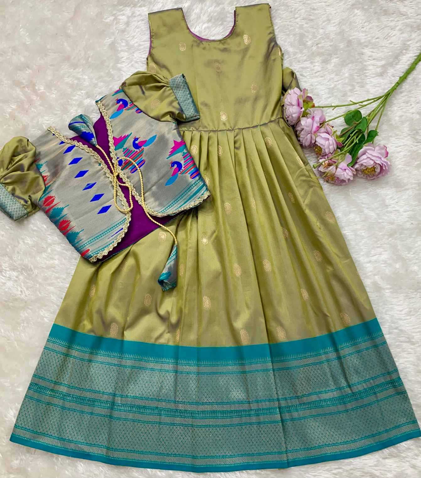 YNF Wholesale Paithani Silk Kids Designer Frock KESH685 Over Coat | Surat Manufacturer