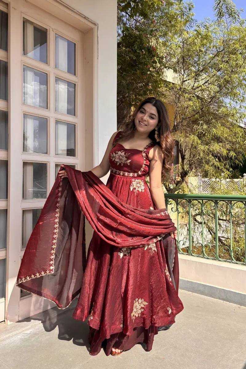YNF Wholesale Satin Embroidery Gowns KESH513 584 | Surat Manufacturer