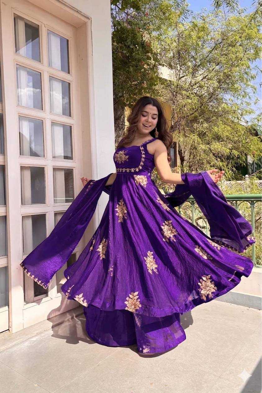 YNF Wholesale Satin Embroidery Gowns KESH513 584 | Surat Manufacturer