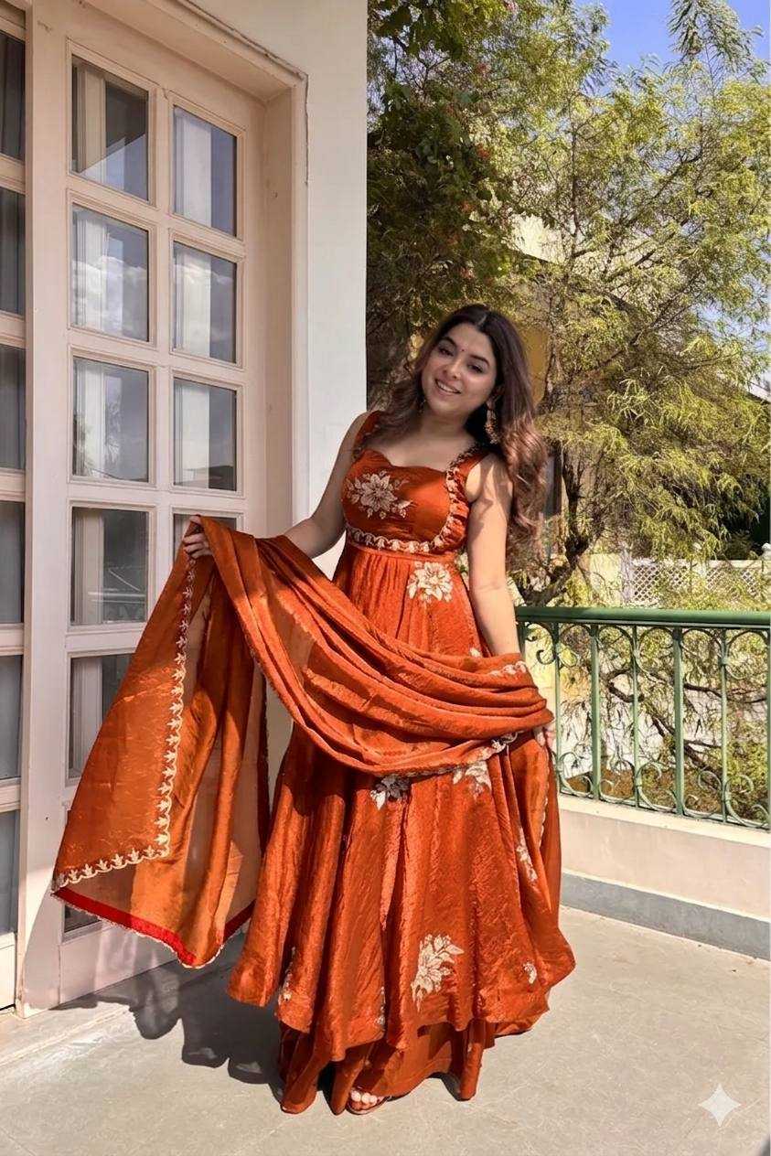 YNF Wholesale Satin Embroidery Gowns KESH513 584 | Surat Manufacturer