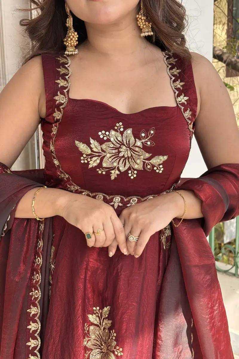 YNF Wholesale Satin Embroidery Gowns KESH513 584 | Surat Manufacturer