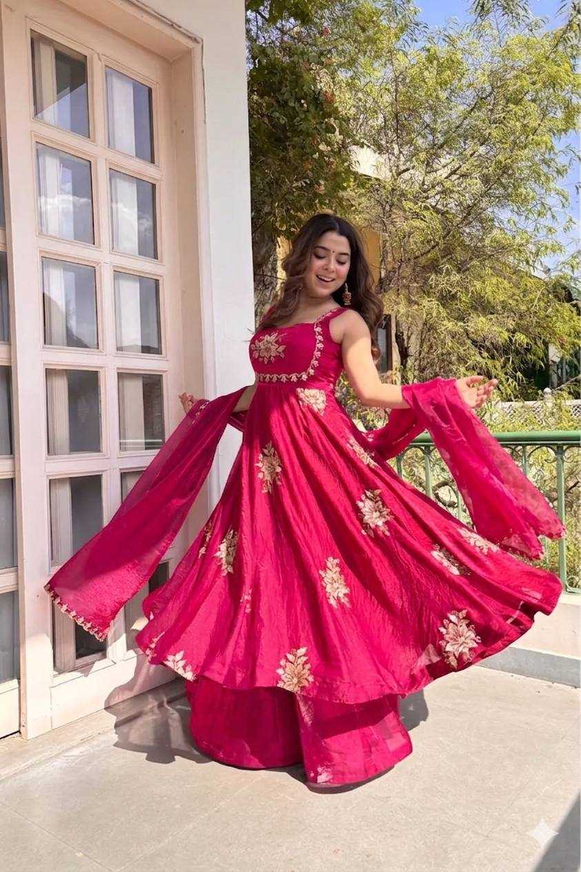 YNF Wholesale Satin Embroidery Gowns KESH513 584 | Surat Manufacturer