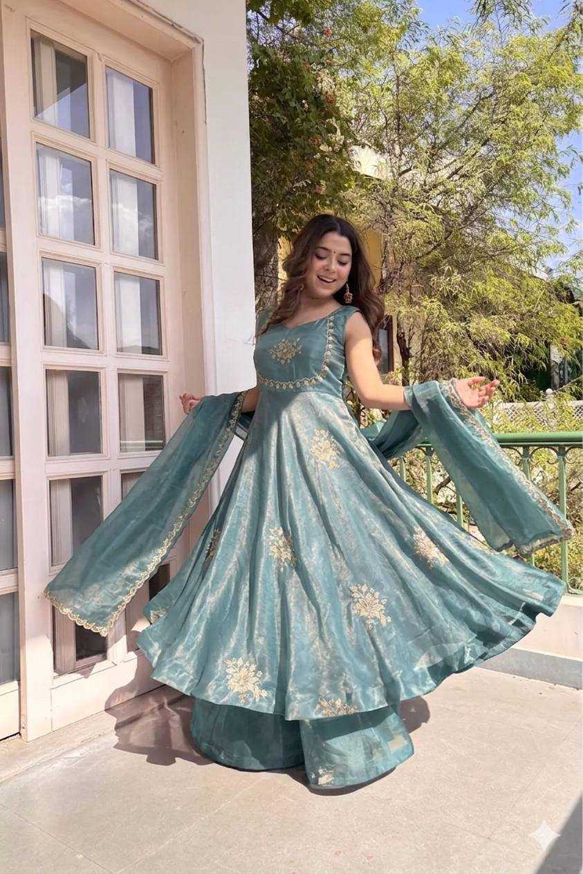 YNF Wholesale Satin Embroidery Gowns KESH513 584 | Surat Manufacturer
