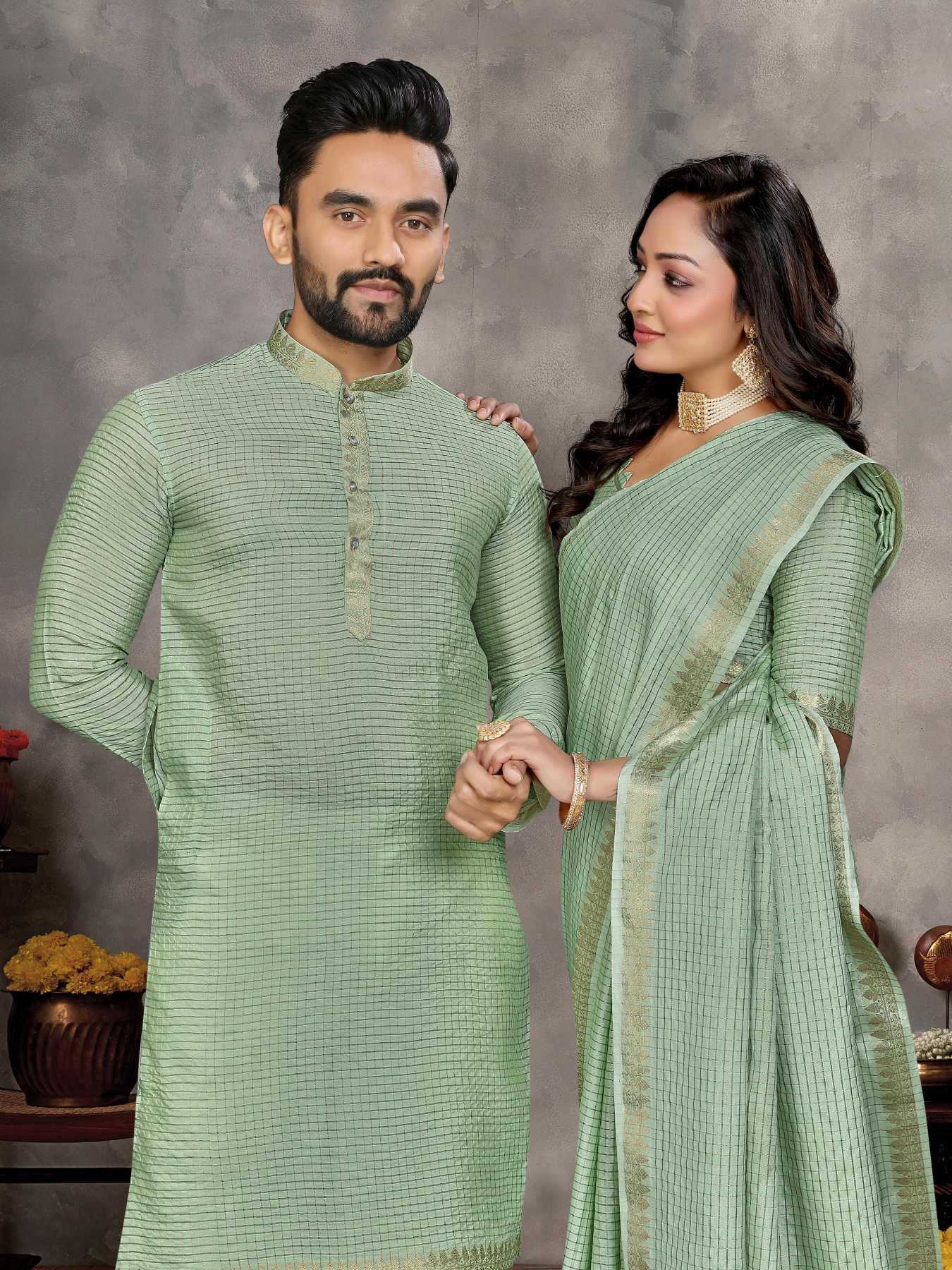 YNF Wholesale Silk Couple Matching Ethnic Outfits KESH620 Man~Mohini-2 | Surat Manufacturer