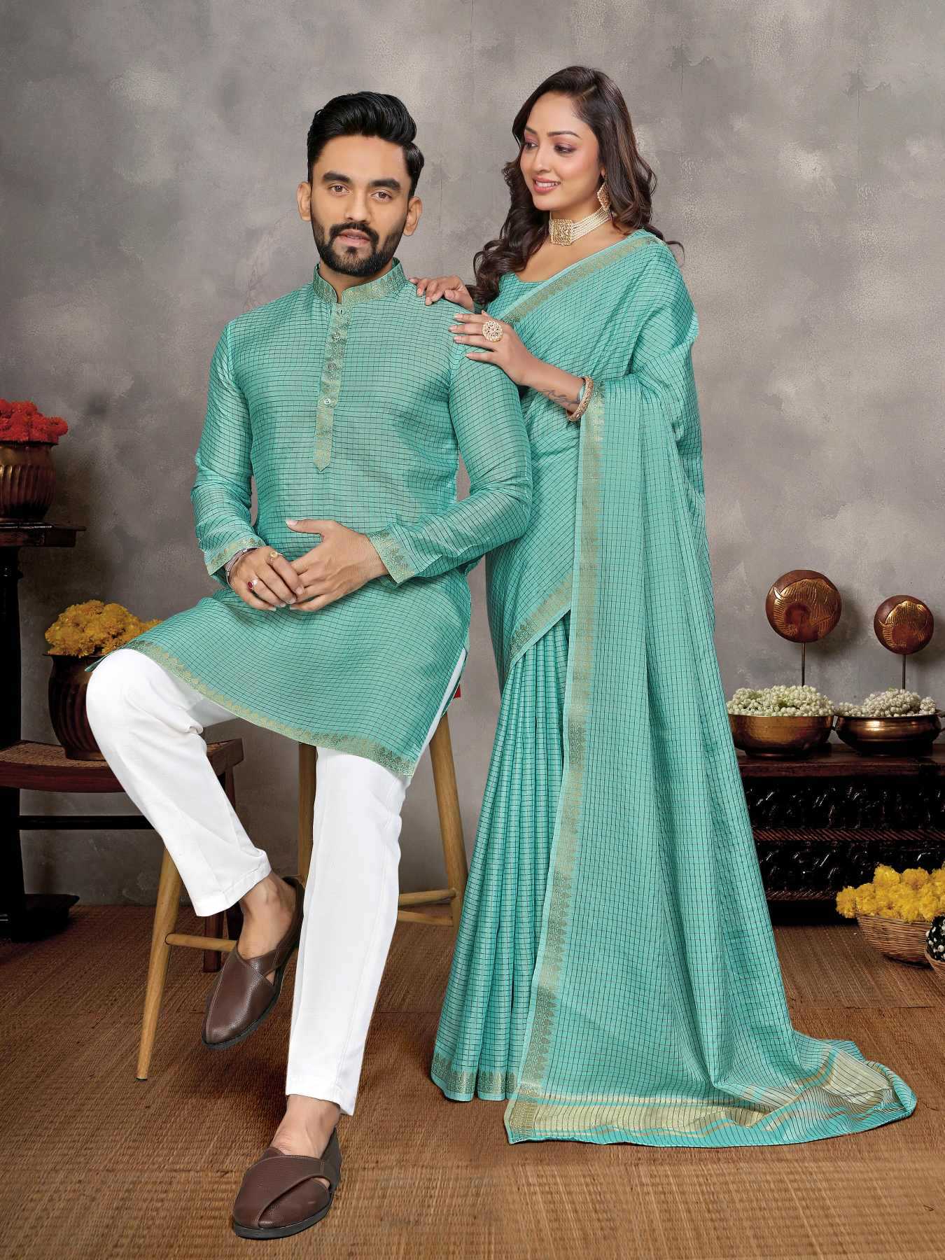 YNF Wholesale Silk Couple Matching Ethnic Outfits KESH620 Man~Mohini-2 | Surat Manufacturer