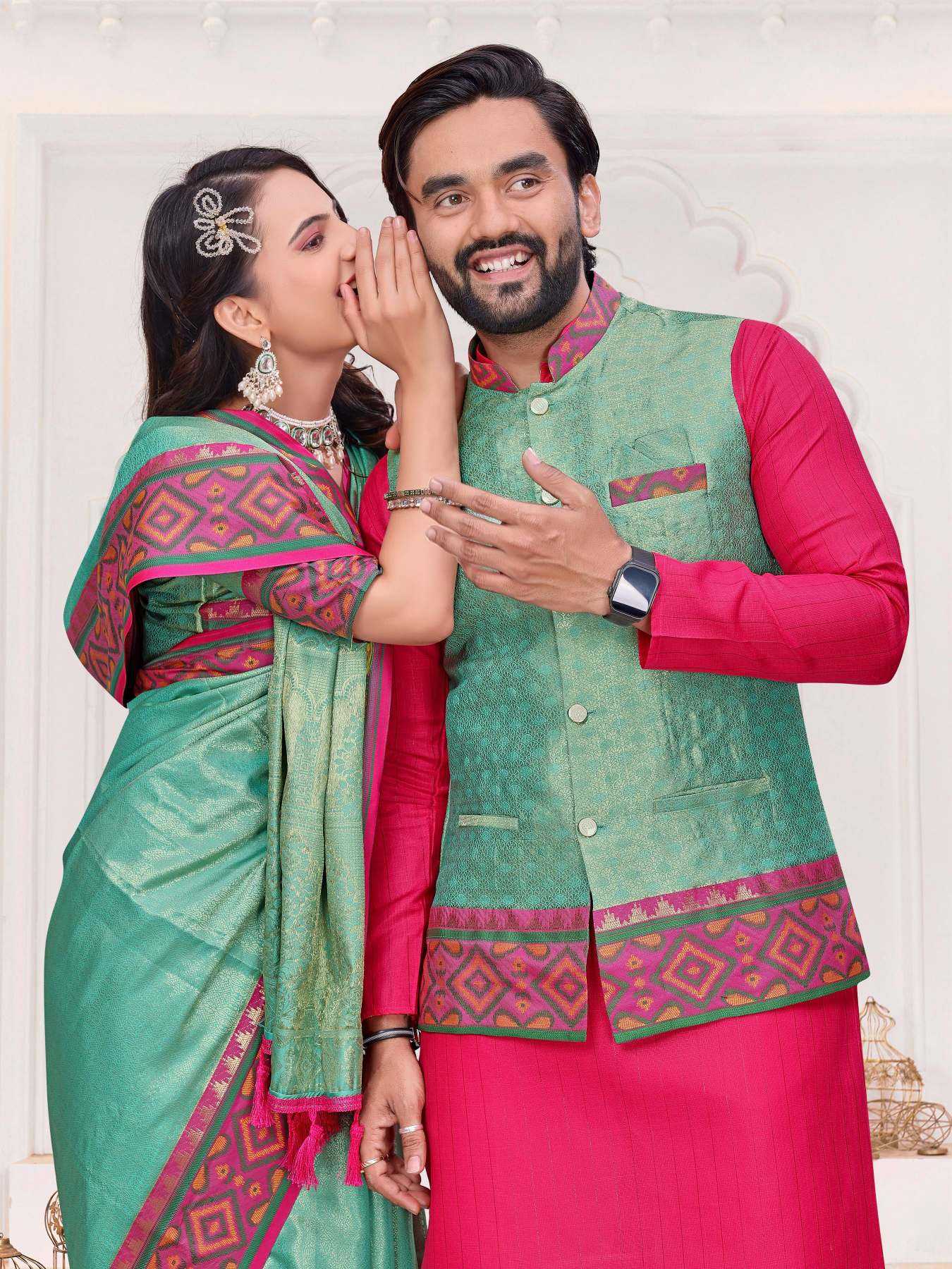 YNF Wholesale Silk Couple Matching Ethnic Outfits KESH620 SHRIVALLI-2 | Surat Manufacturer