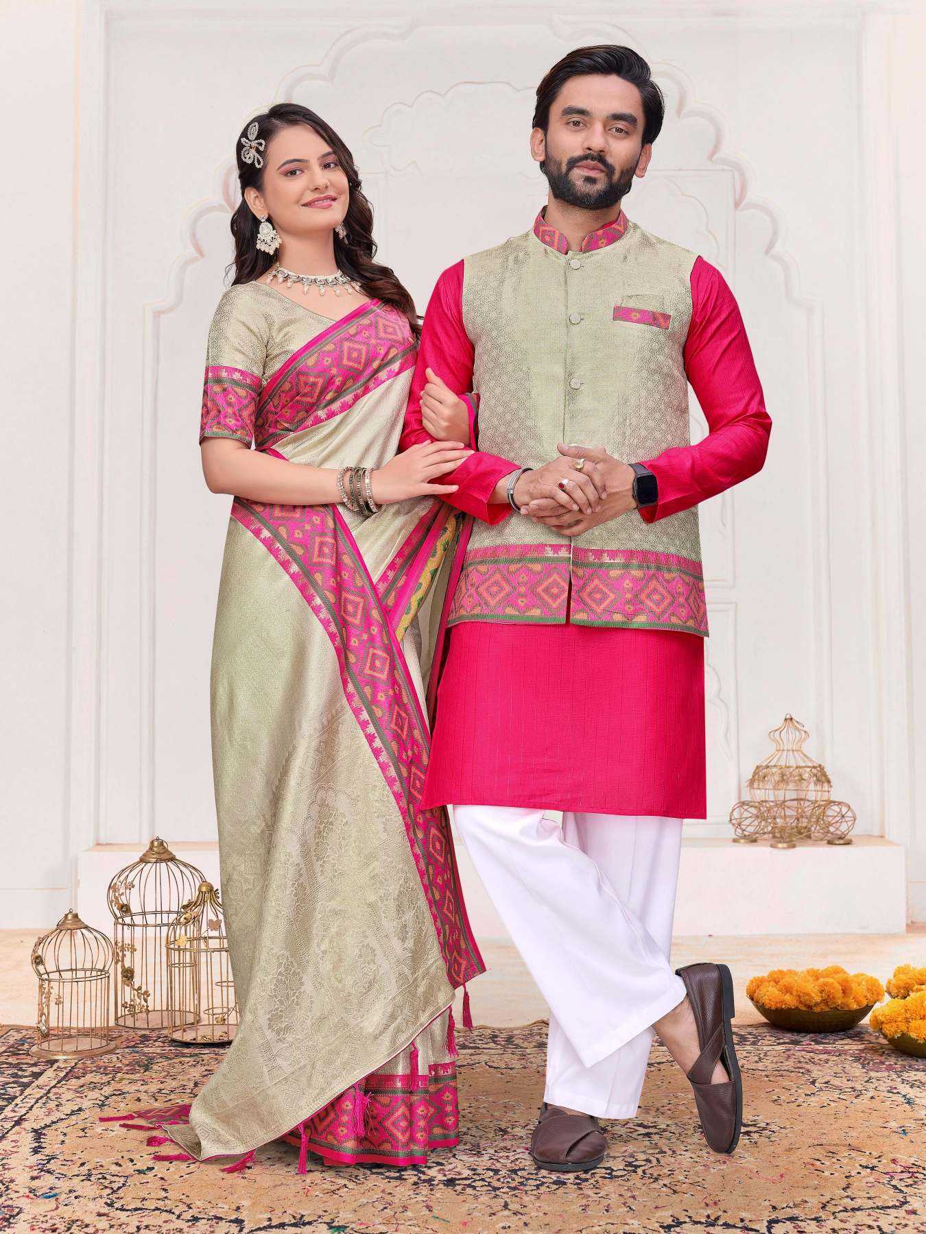 YNF Wholesale Silk Couple Matching Ethnic Outfits KESH620 SHRIVALLI-2 | Surat Manufacturer