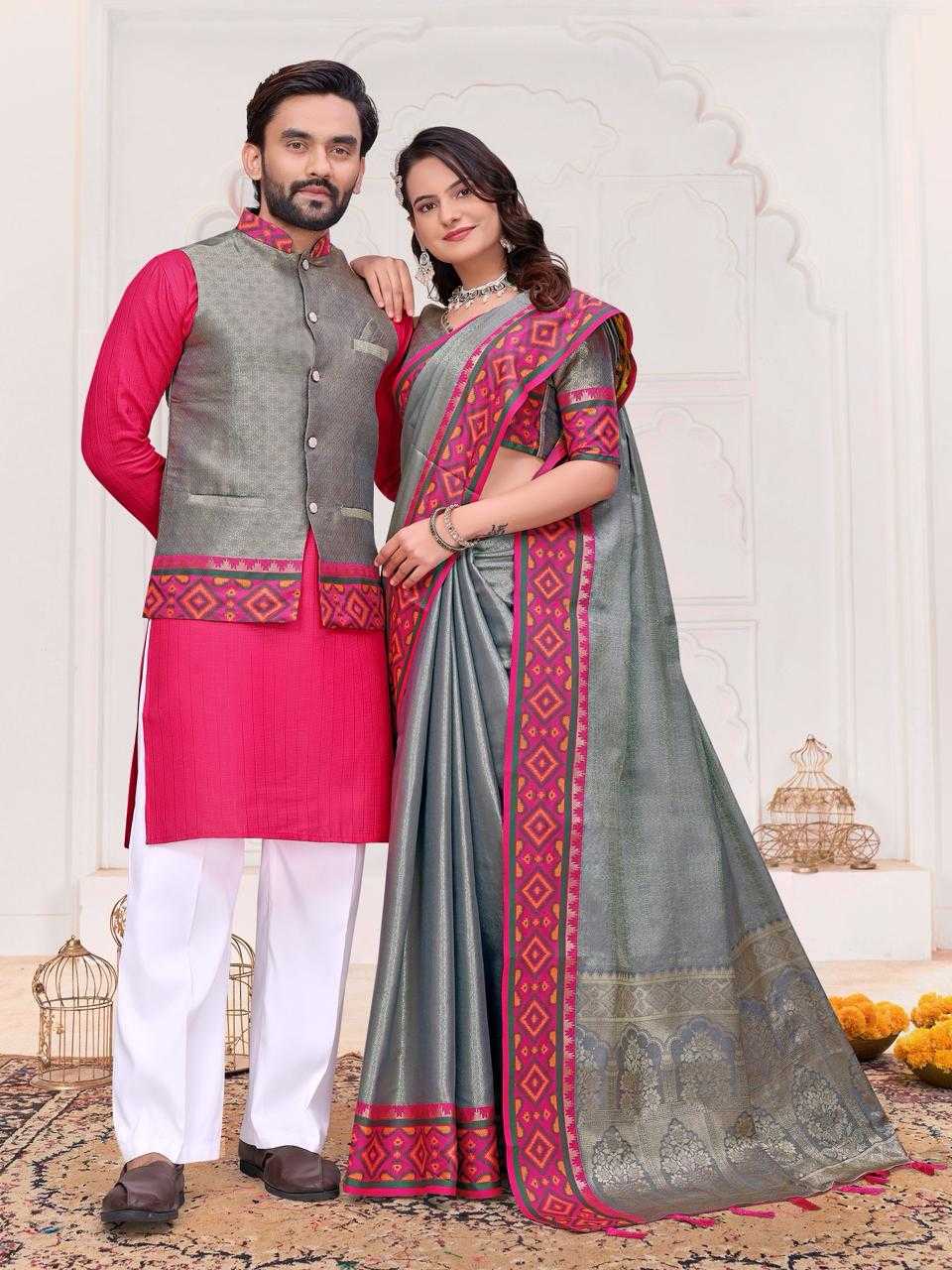 YNF Wholesale Silk Couple Matching Ethnic Outfits KESH620 SHRIVALLI-2 | Surat Manufacturer