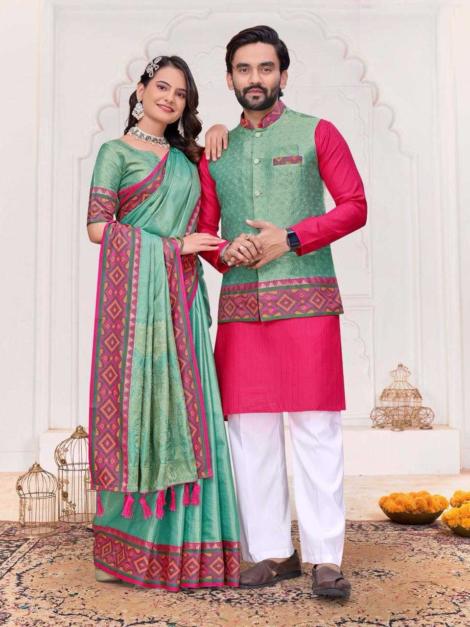 YNF Wholesale Silk Couple Matching Ethnic Outfits KESH620 SHRIVALLI-2 | Surat Manufacturer