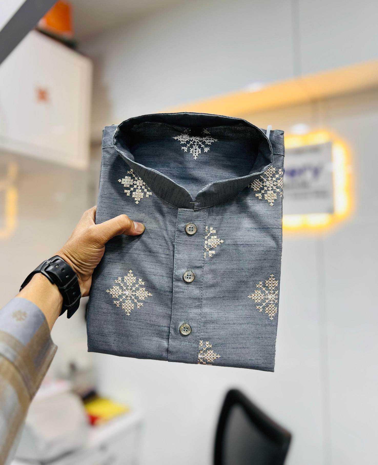 YNF Wholesale Soft Silk Mens Kurtas KESH747 GOLDEN FLOWER | Surat Manufacturer
