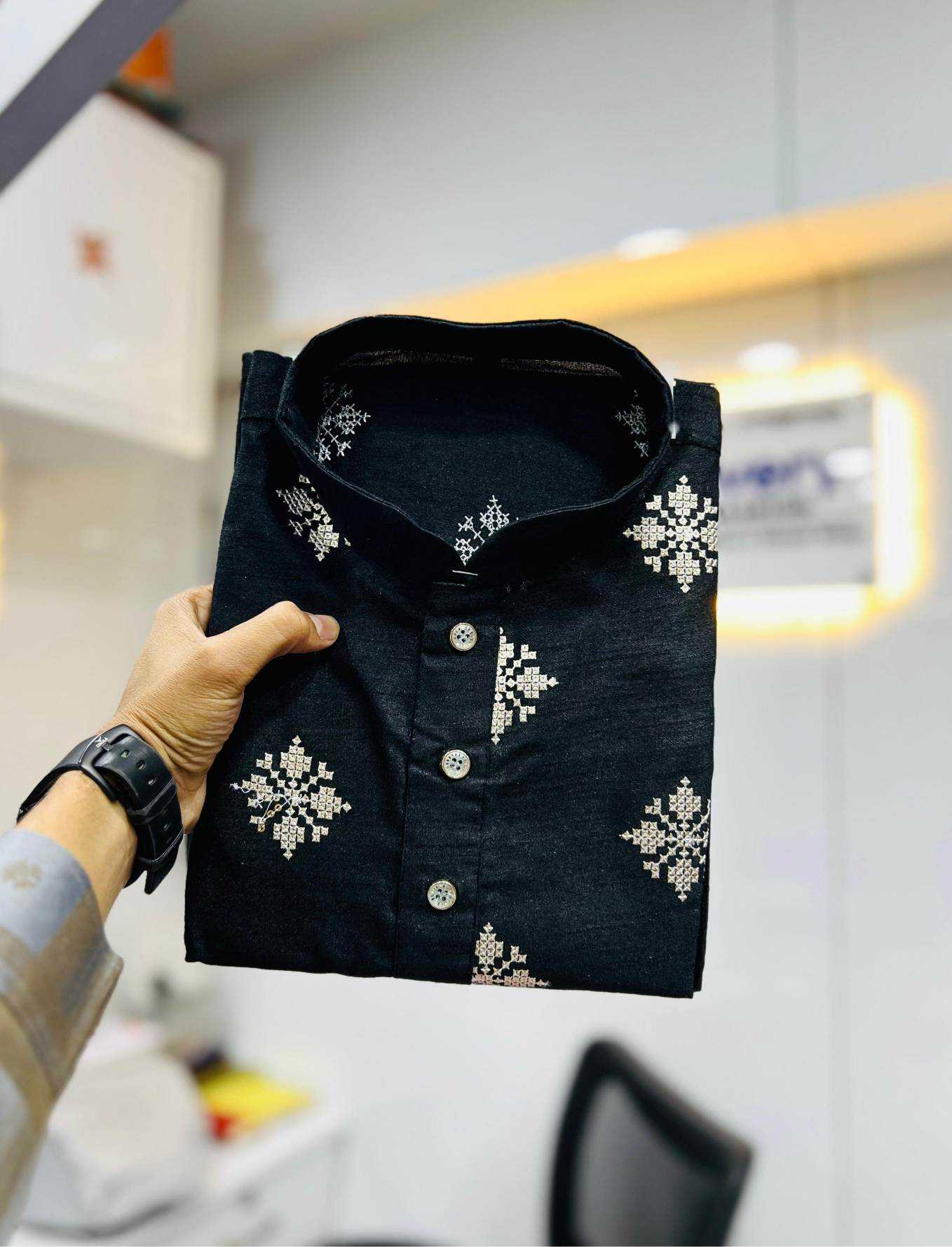 YNF Wholesale Soft Silk Mens Kurtas KESH747 GOLDEN FLOWER | Surat Manufacturer