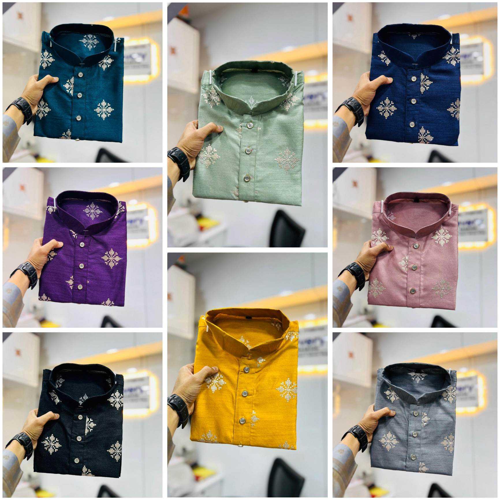 YNF Wholesale Soft Silk Mens Kurtas KESH747 GOLDEN FLOWER | Surat Manufacturer