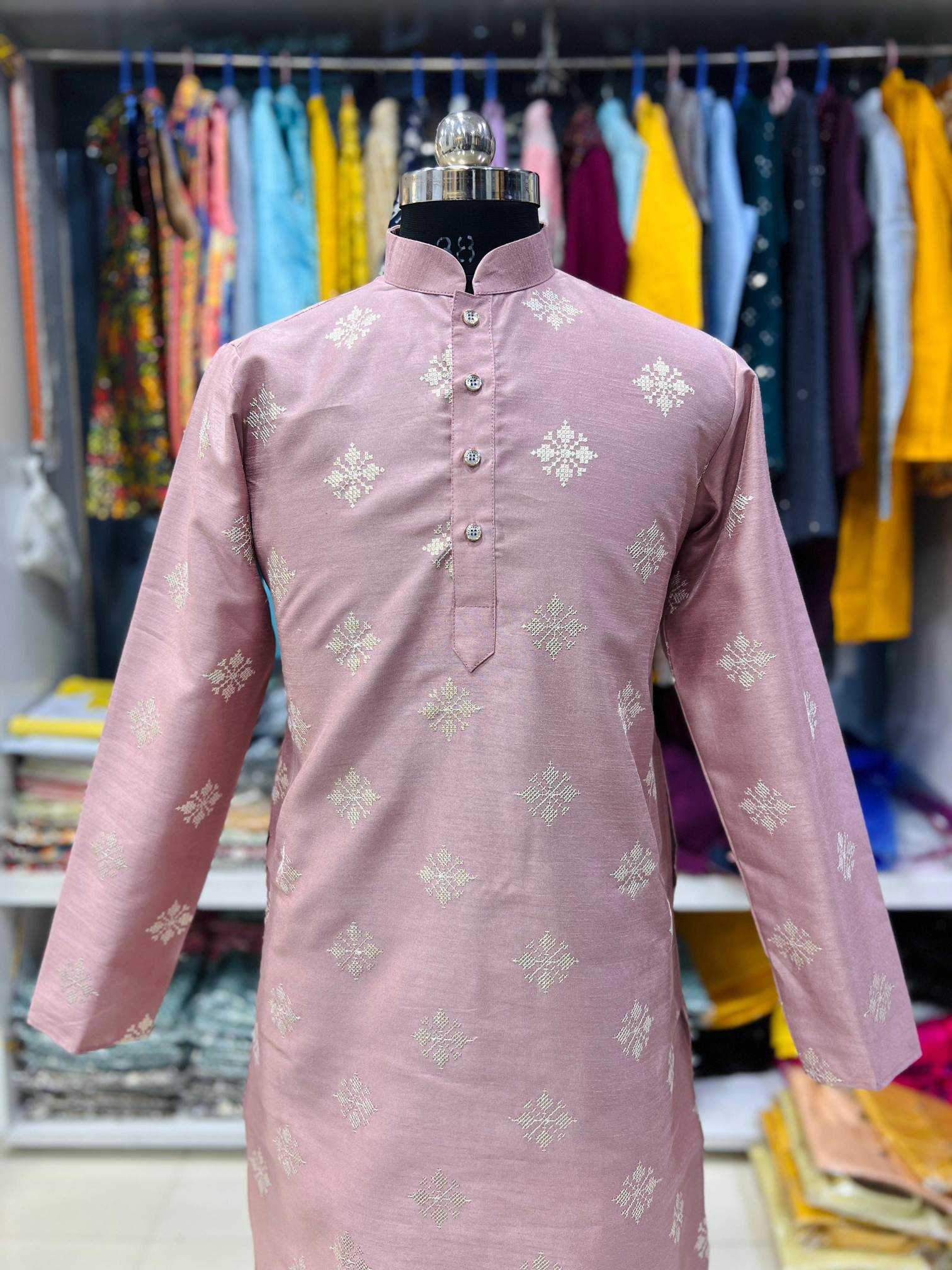 YNF Wholesale Soft Silk Mens Kurtas KESH747 GOLDEN FLOWER | Surat Manufacturer