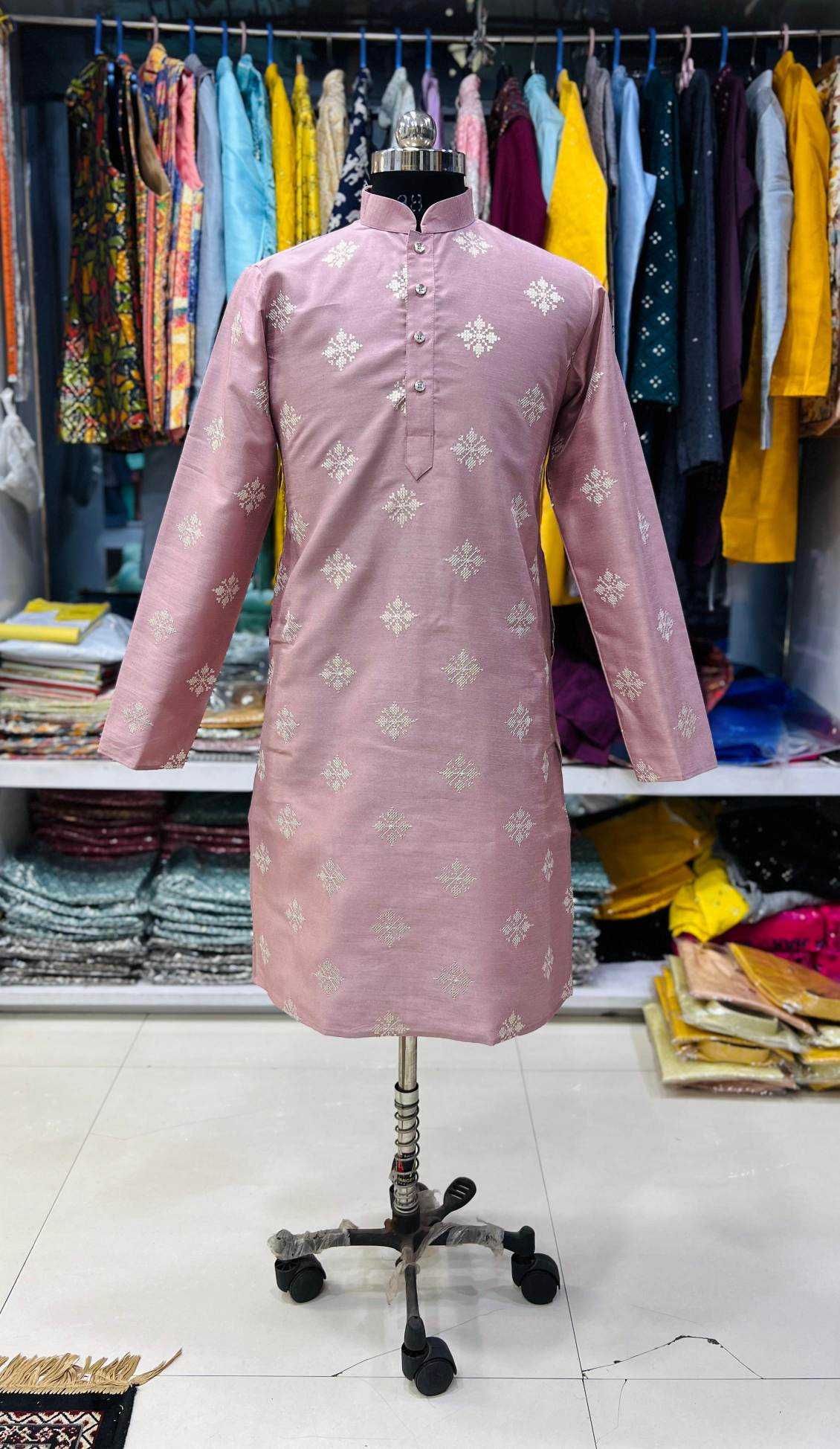 YNF Wholesale Soft Silk Mens Kurtas KESH747 GOLDEN FLOWER | Surat Manufacturer