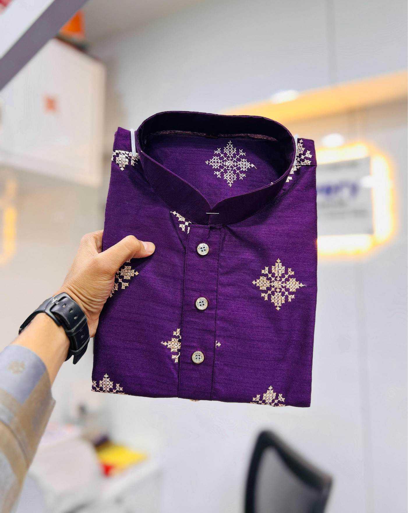 YNF Wholesale Soft Silk Mens Kurtas KESH747 GOLDEN FLOWER | Surat Manufacturer