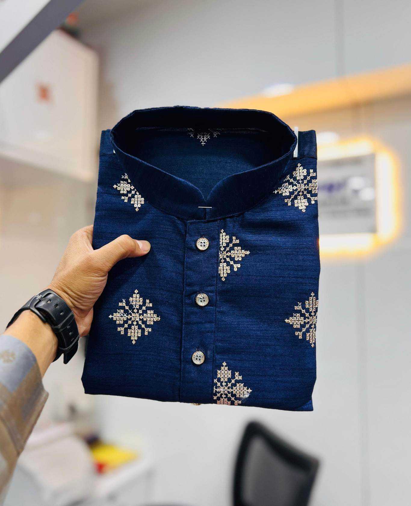 YNF Wholesale Soft Silk Mens Kurtas KESH747 GOLDEN FLOWER | Surat Manufacturer
