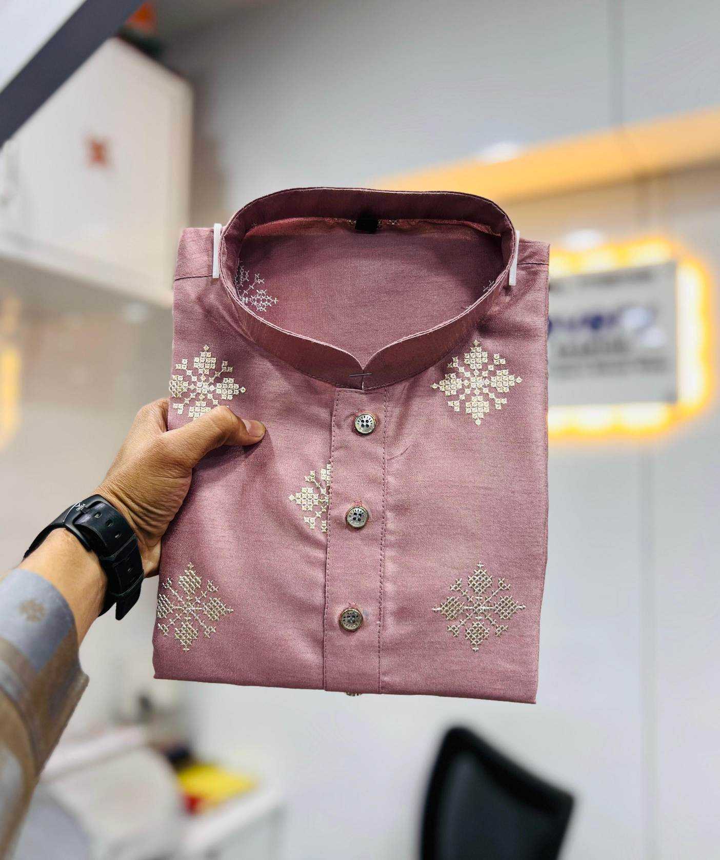 YNF Wholesale Soft Silk Mens Kurtas KESH747 GOLDEN FLOWER | Surat Manufacturer