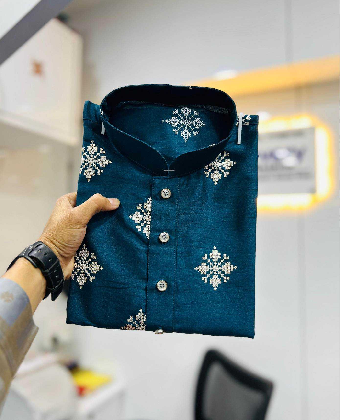 YNF Wholesale Soft Silk Mens Kurtas KESH747 GOLDEN FLOWER | Surat Manufacturer