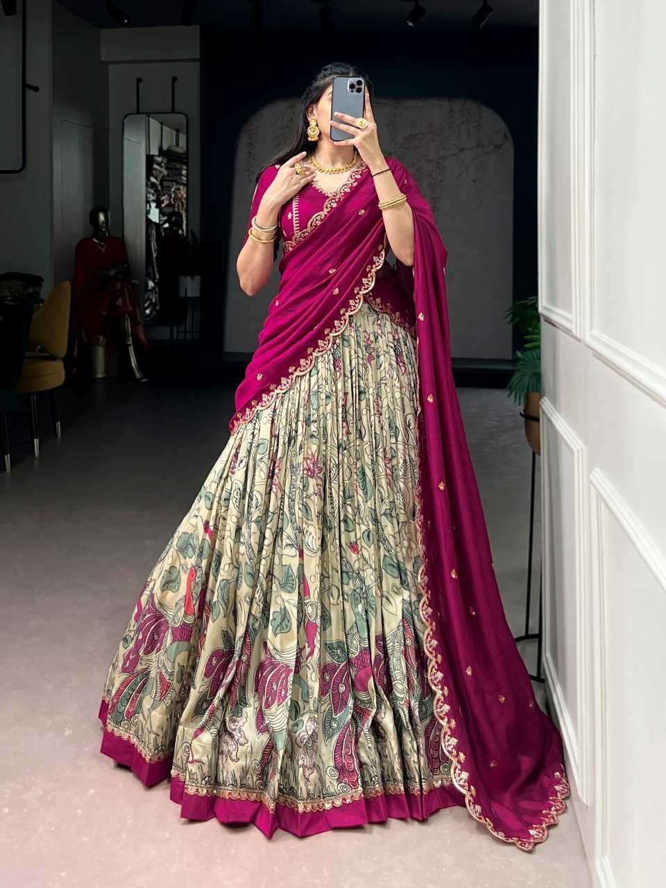 YNF Wholesale Tussar Silk Kalamkari Lehenga KESH134 1207 | Surat Manufacturer