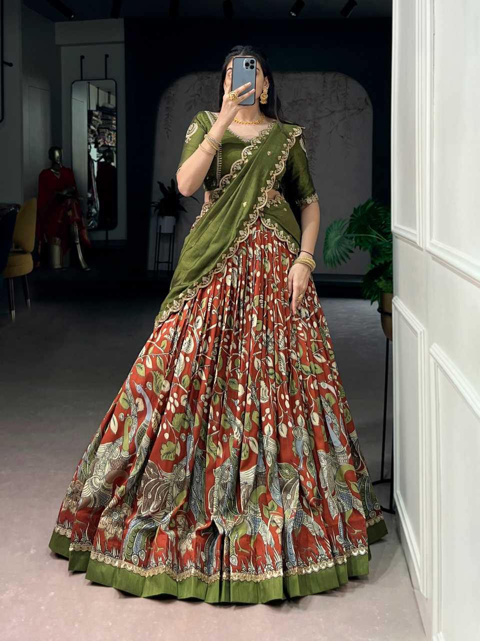 YNF Wholesale Tussar Silk Kalamkari Lehenga KESH134 1207 | Surat Manufacturer