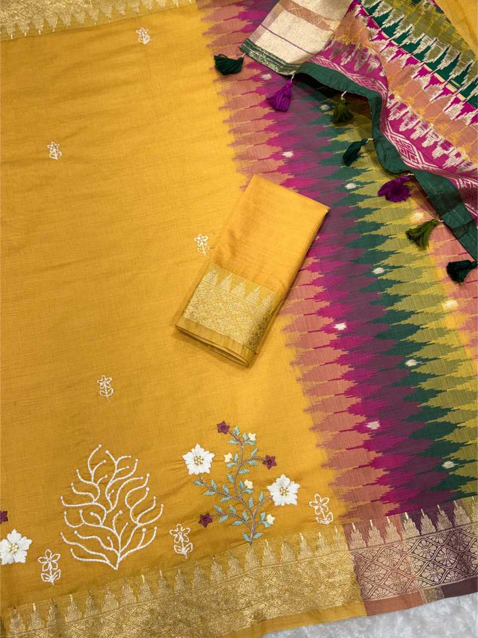 YNF Wholesale Tussar Silk Embroidered Sarees KESH501 Shital | Surat Manufacturer