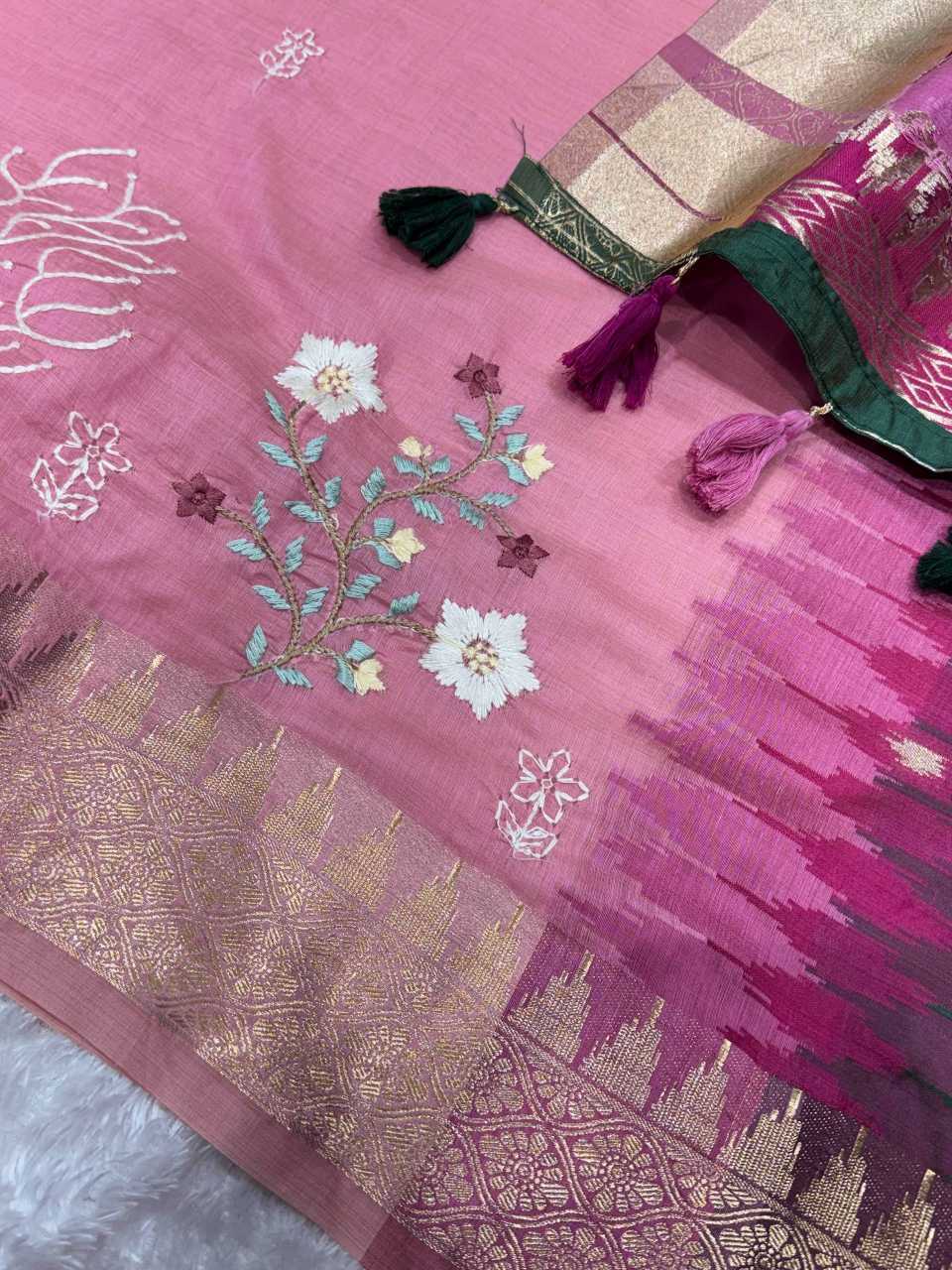 YNF Wholesale Tussar Silk Embroidered Sarees KESH501 Shital | Surat Manufacturer
