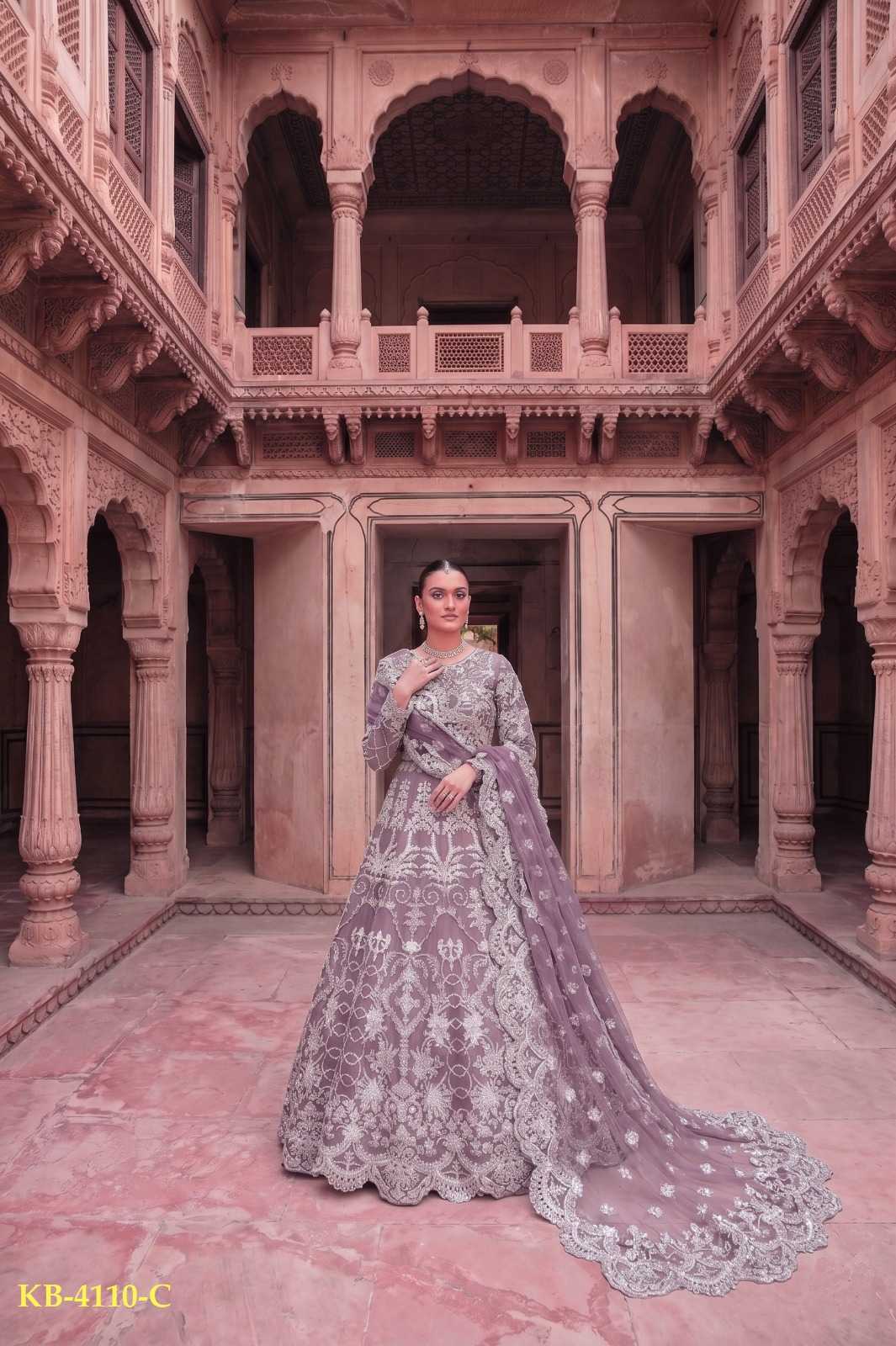 YNF Wholesale Twill Net Embroidery Gowns KESH530 4110 | Surat Manufacturer