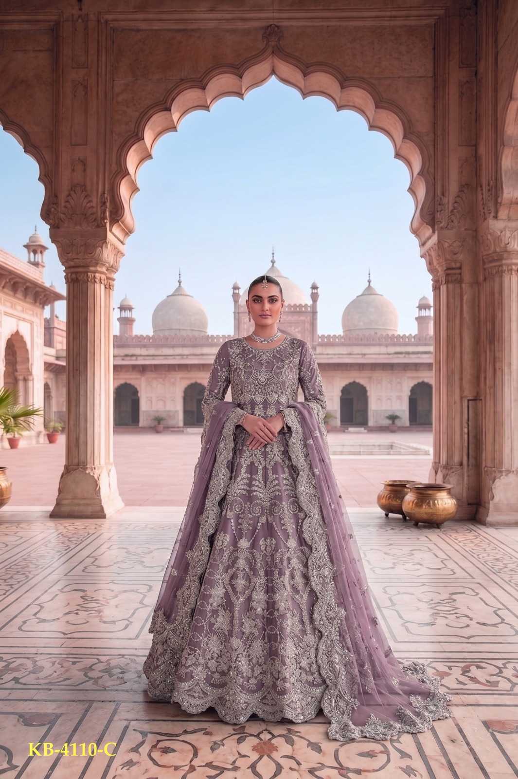 YNF Wholesale Twill Net Embroidery Gowns KESH530 4110 | Surat Manufacturer