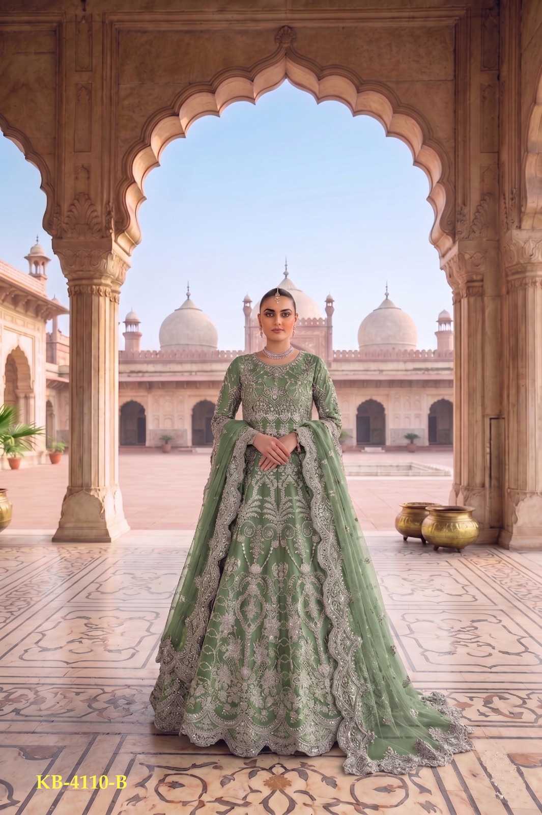 YNF Wholesale Twill Net Embroidery Gowns KESH530 4110 | Surat Manufacturer
