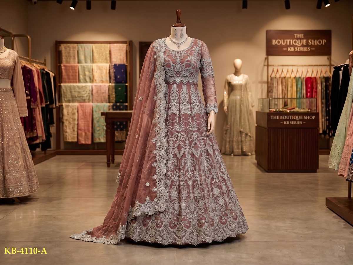 YNF Wholesale Twill Net Embroidery Gowns KESH530 4110 | Surat Manufacturer