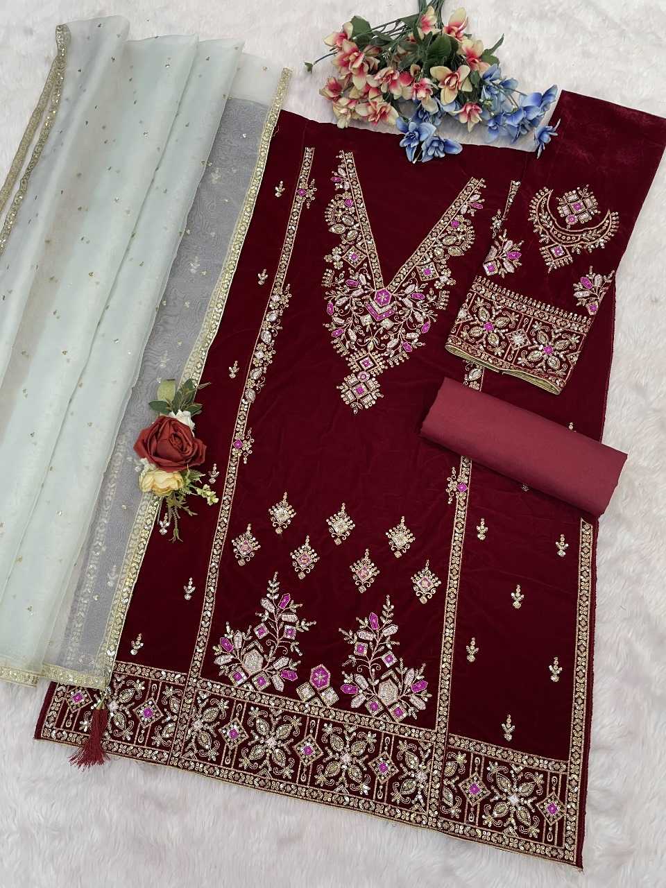YNF Wholesale Velvet Velvet Suits KESH745 1320 | Surat Manufacturer