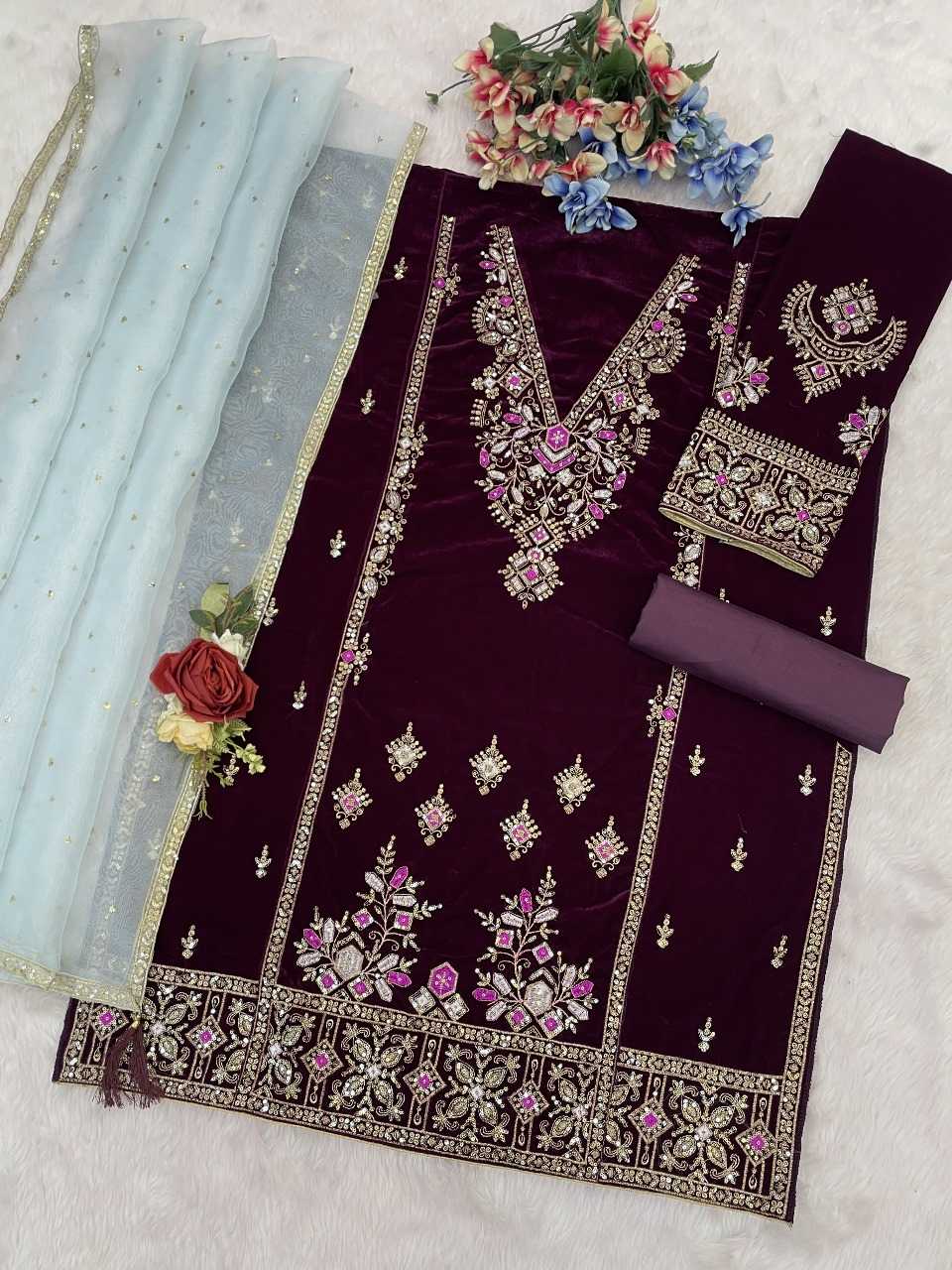 YNF Wholesale Velvet Velvet Suits KESH745 1320 | Surat Manufacturer