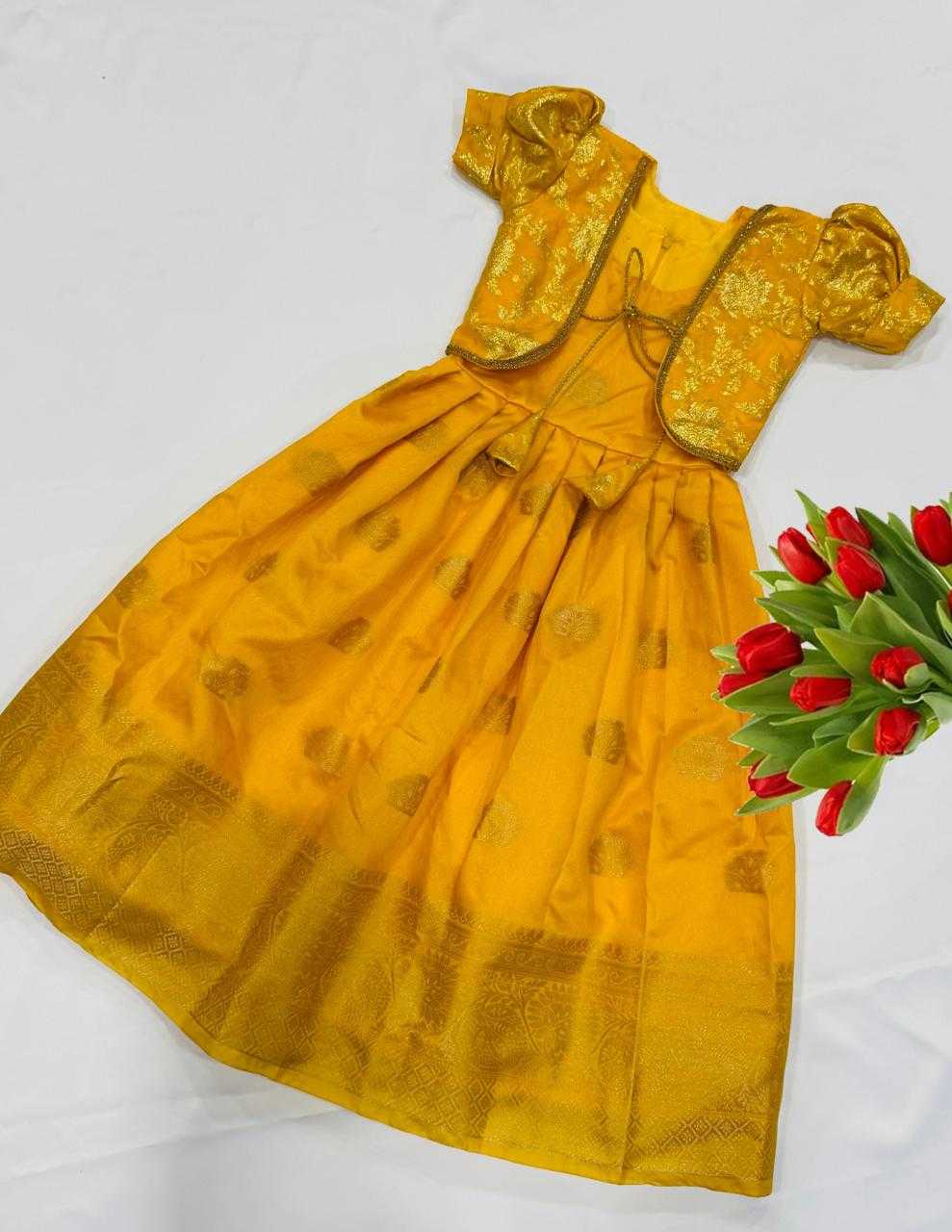 YNF Wholesale Zari Silk Kids Gown RIN235 with zari | Surat Manufacturer