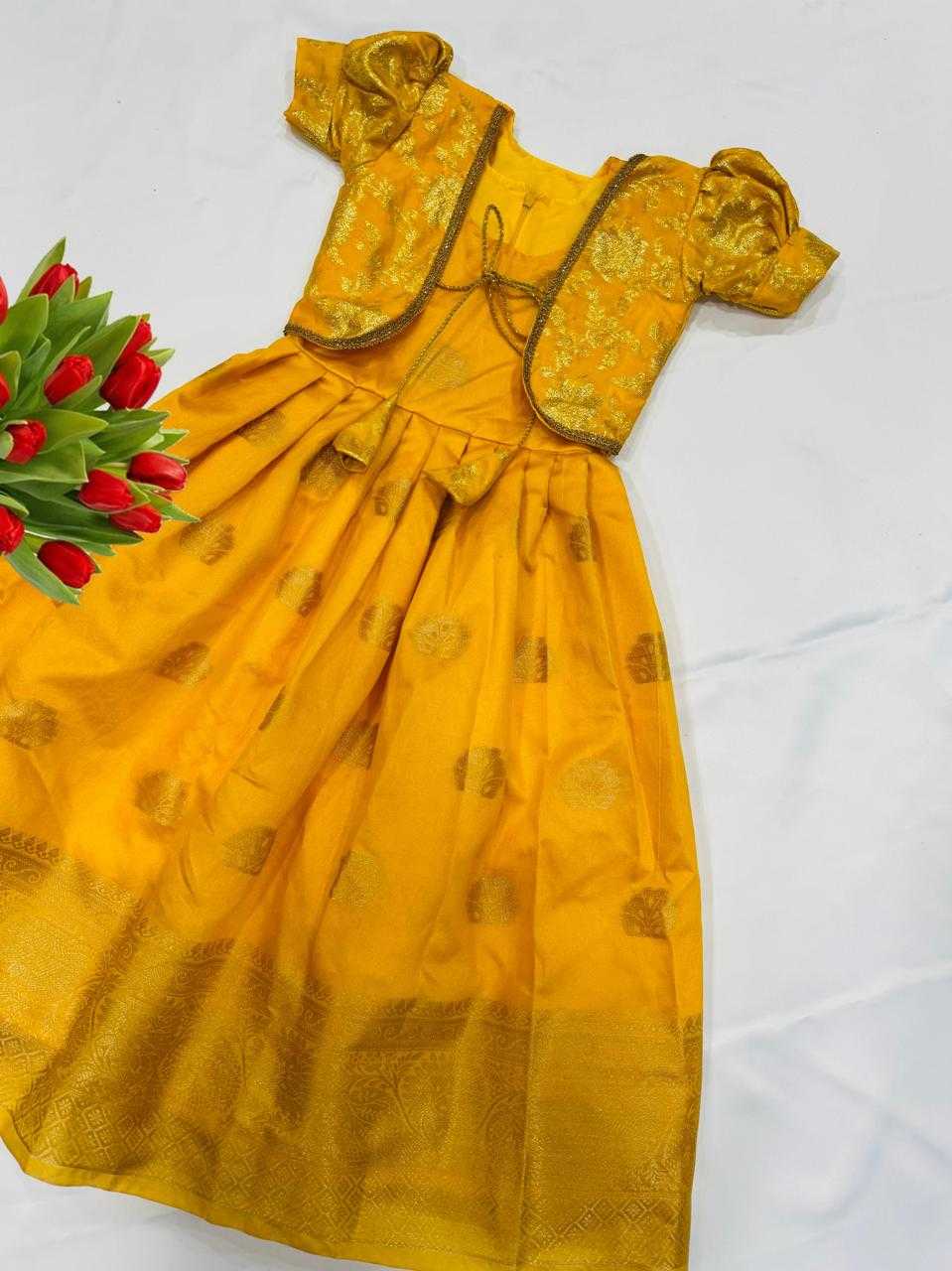 YNF Wholesale Zari Silk Kids Gown RIN235 with zari | Surat Manufacturer