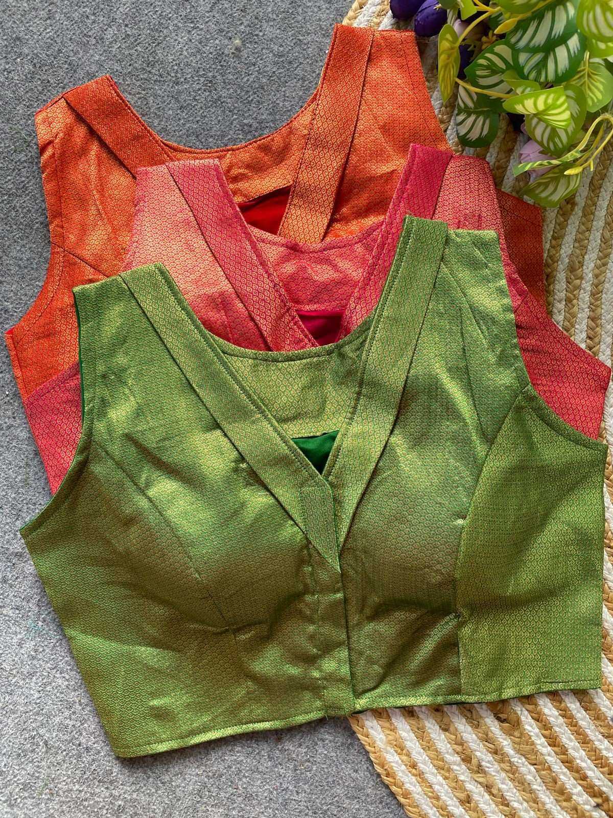 YNF Wholesale Jacquard V-Neck Blouses | Surat Manufacturer