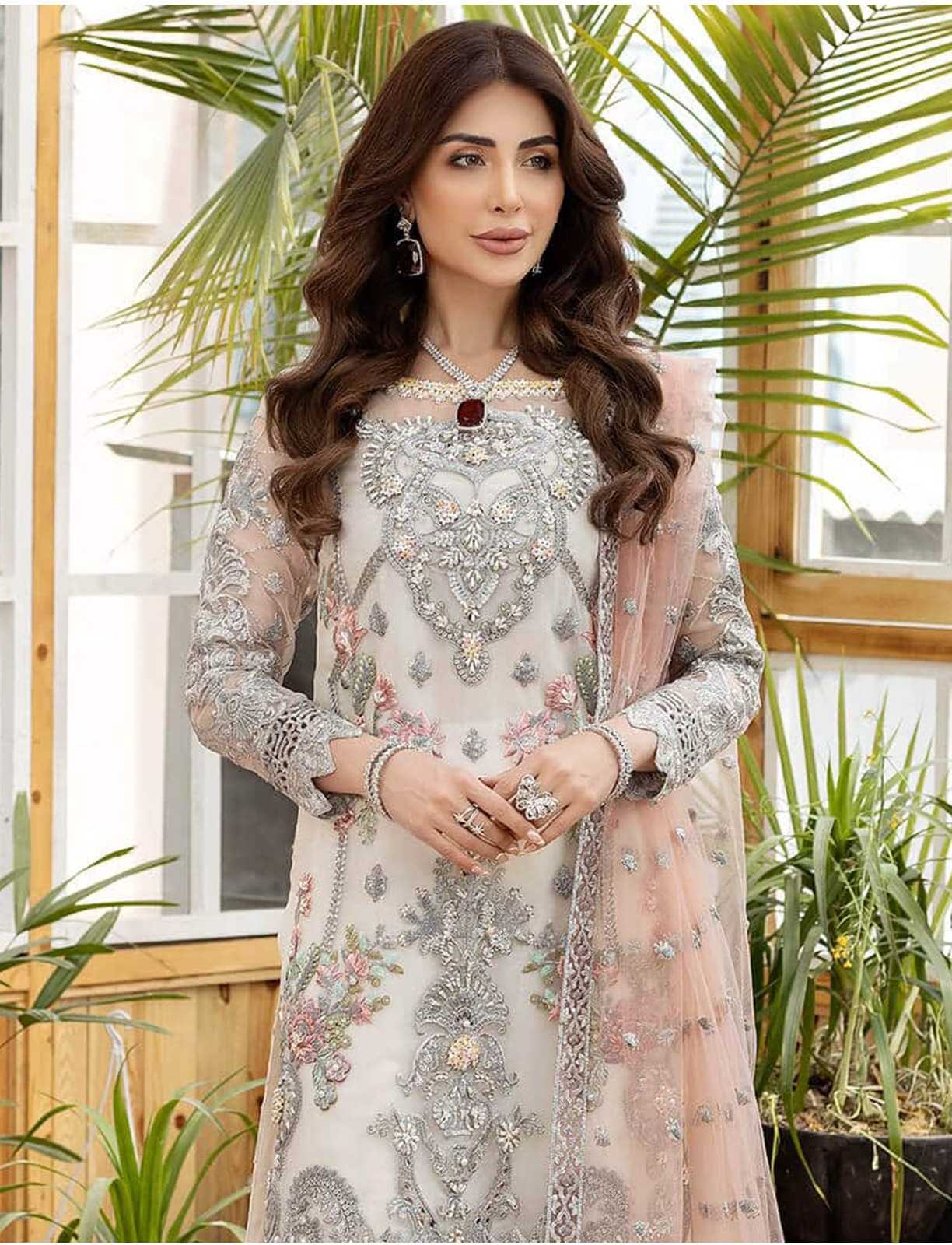 YNF Wholesale Butterfly Net Embroidery Suits  | Surat Manufacturer