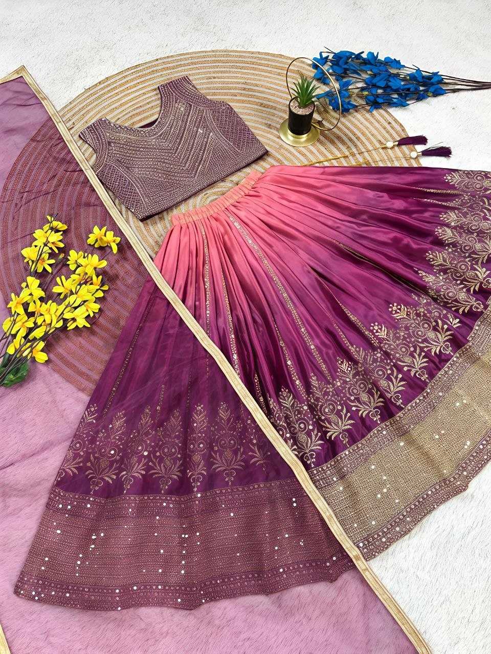 YNF Wholesale Chinon Silk Kids Lehenga  | Surat Manufacturer