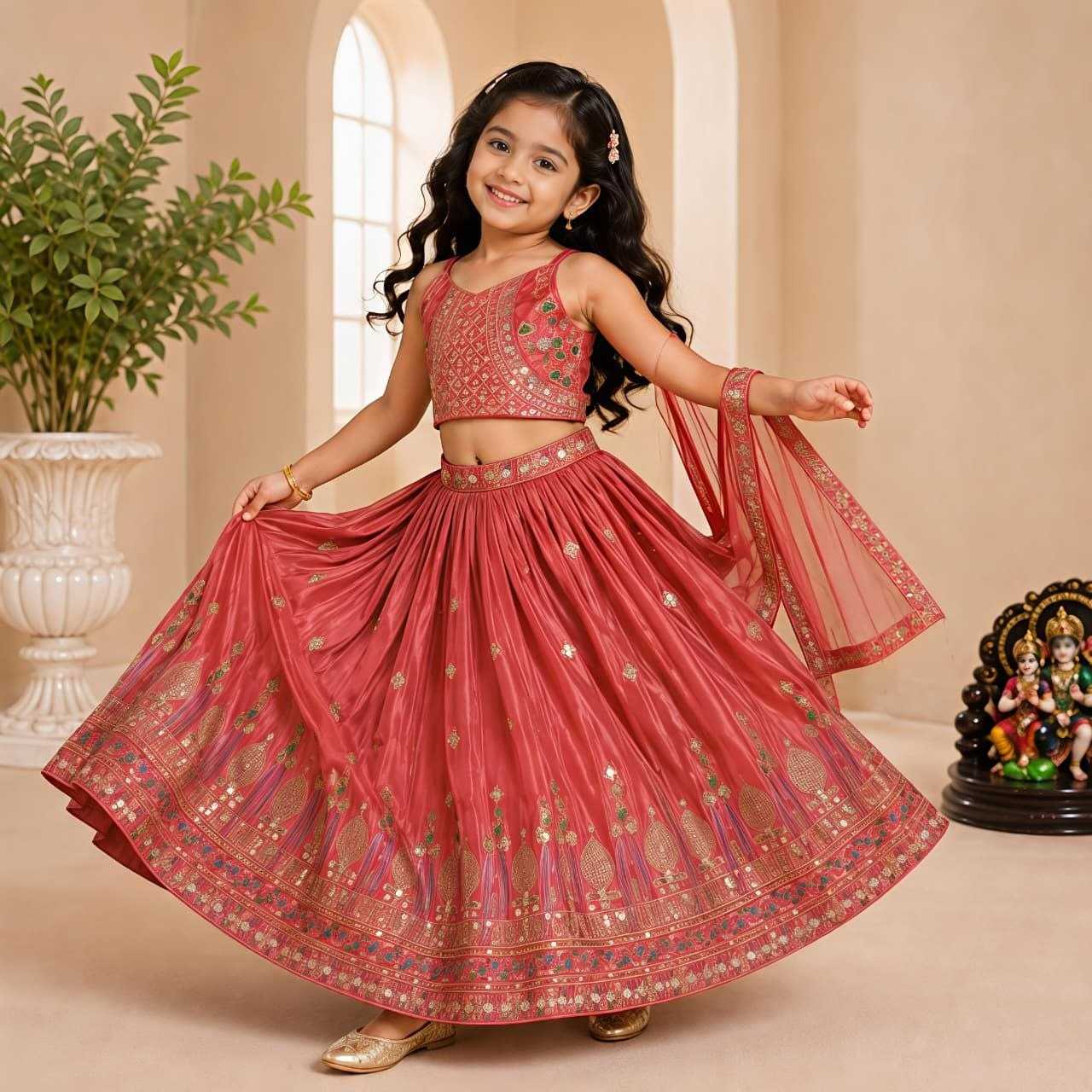 YNF Wholesale Chinon Silk Kids Lehenga  | Surat Manufacturer