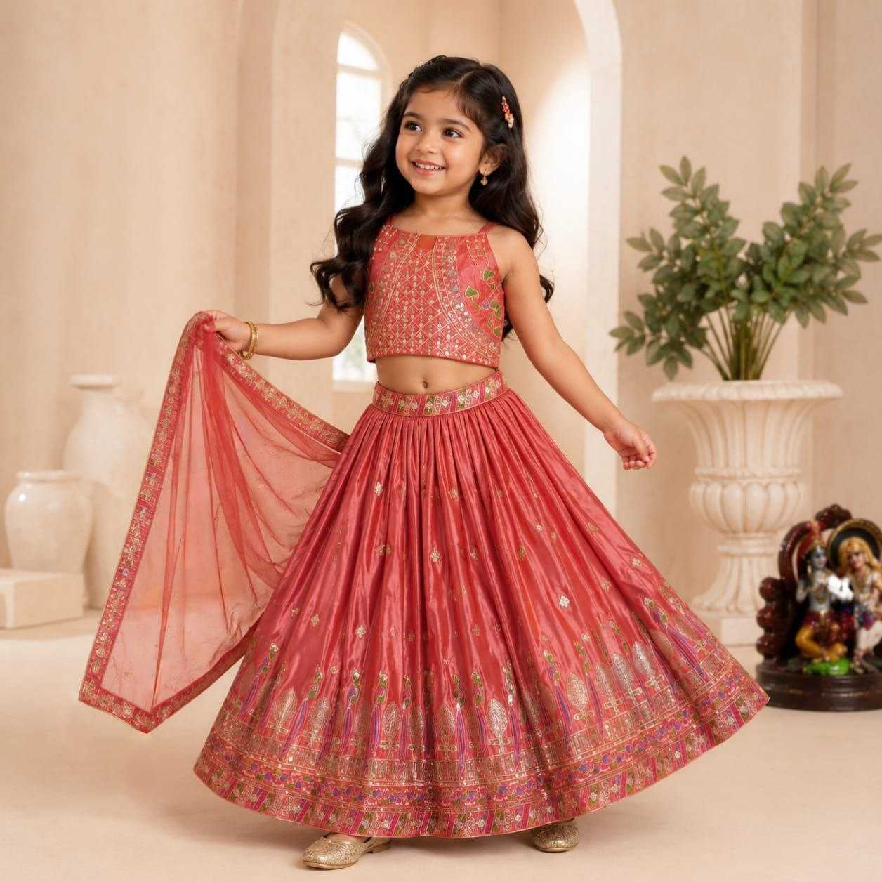 YNF Wholesale Chinon Silk Kids Lehenga  | Surat Manufacturer