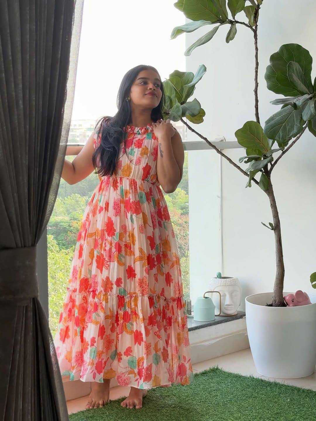 YNF Wholesale Chiffon Maxi Dresses  | Surat Manufacturer