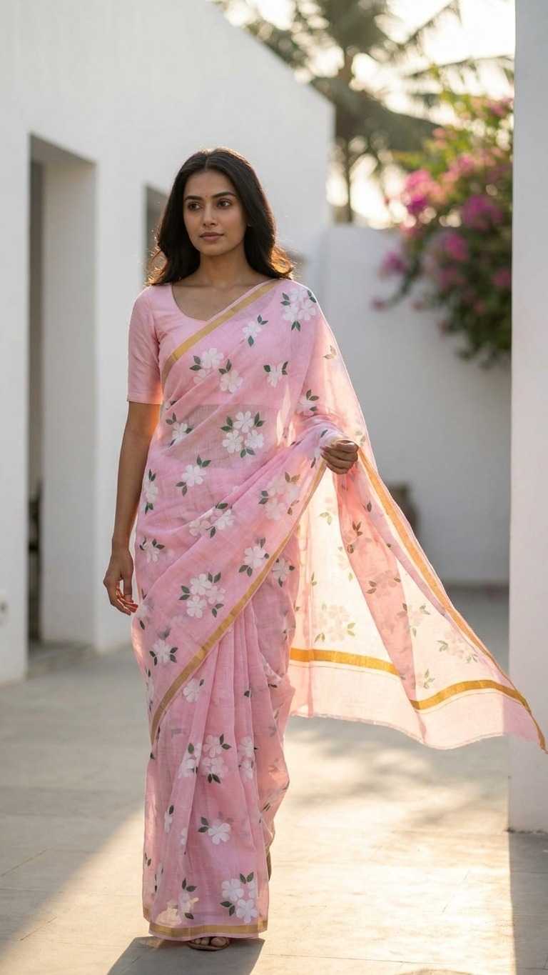 YNF Wholesale Linen Printed Sarees  | Surat Manufacturer