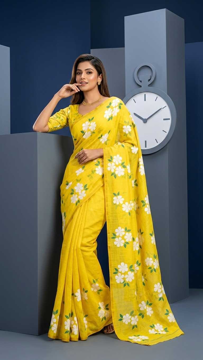 YNF Wholesale Linen Printed Sarees  | Surat Manufacturer