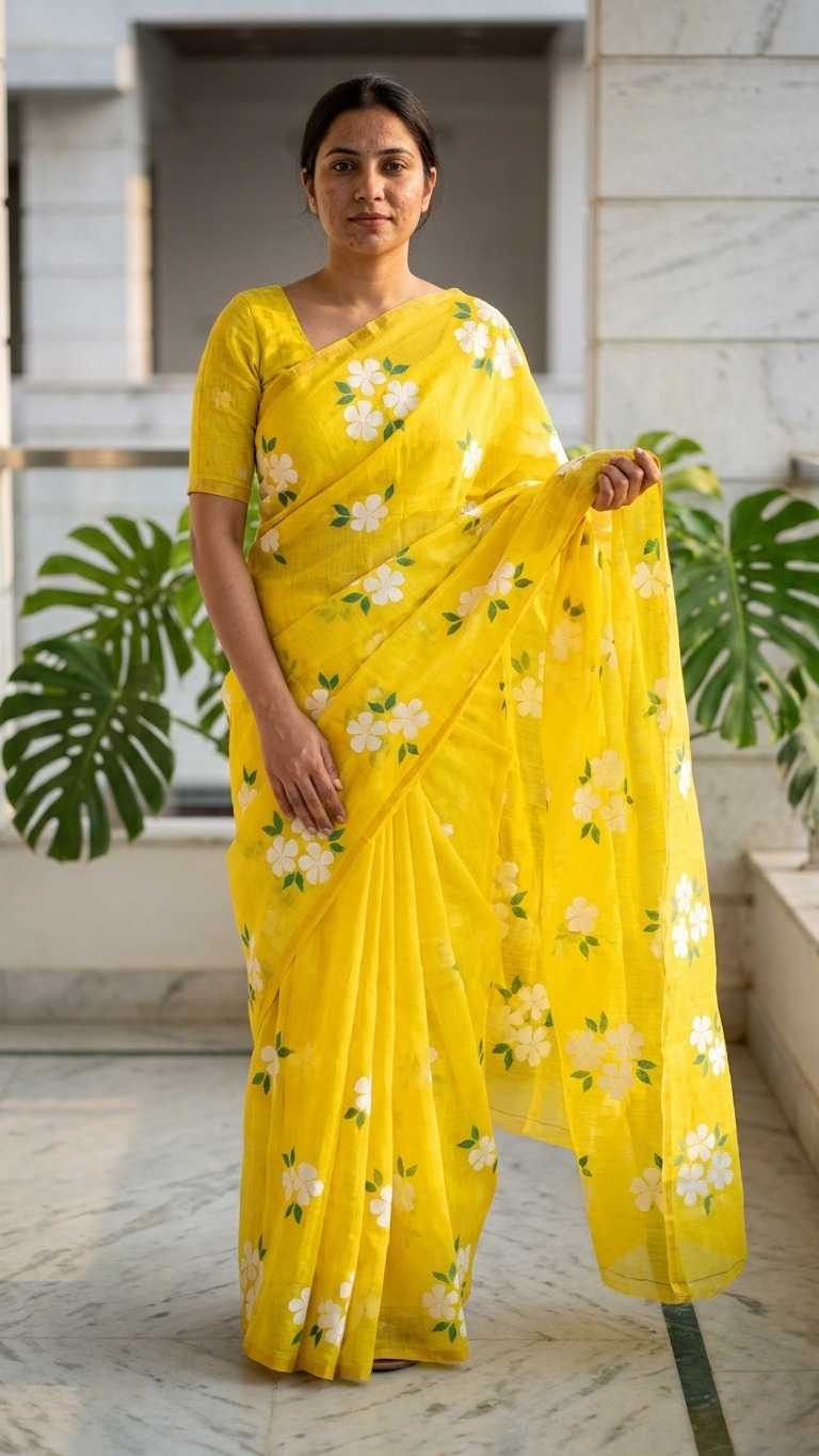 YNF Wholesale Linen Printed Sarees  | Surat Manufacturer