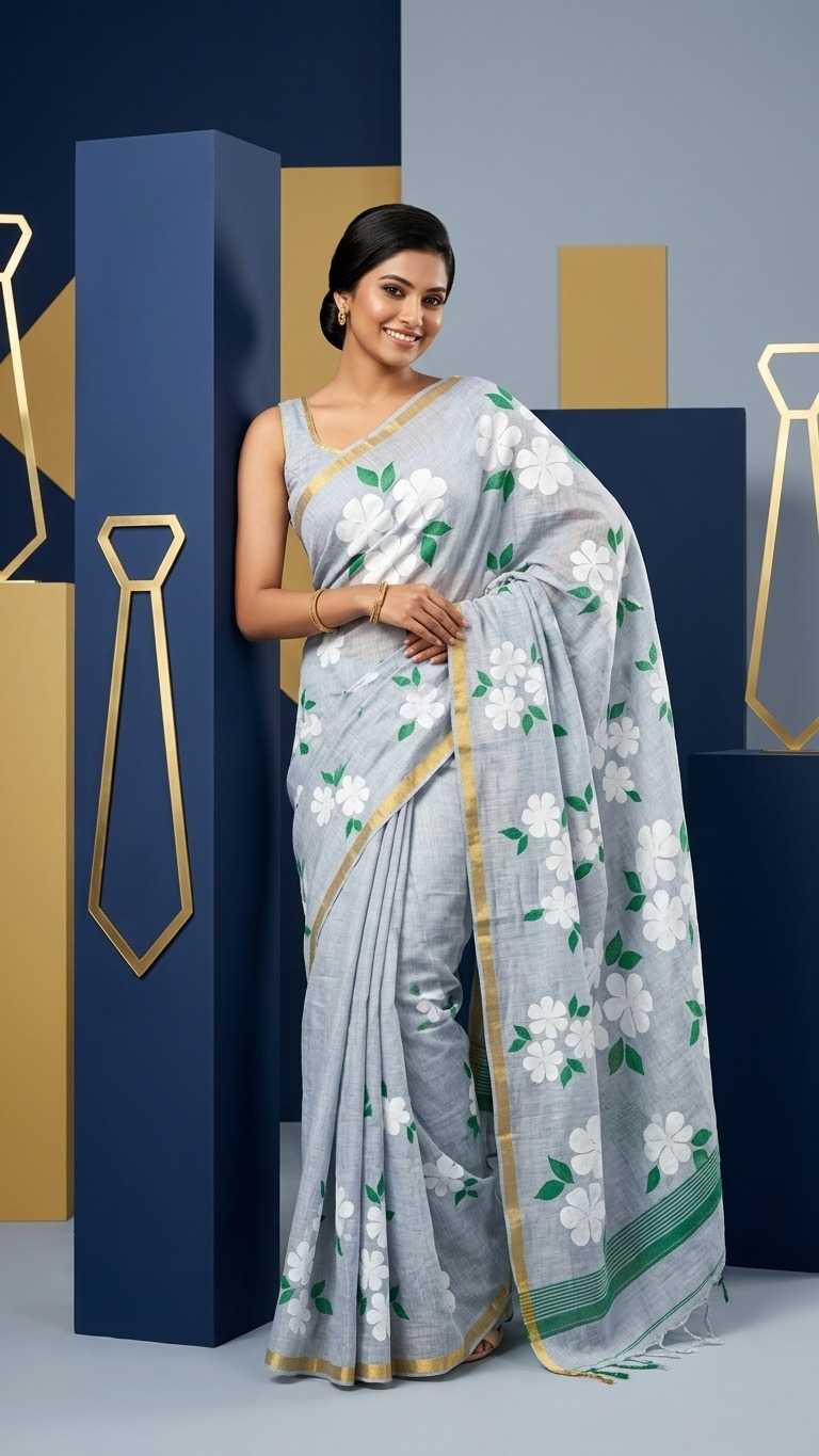 YNF Wholesale Linen Printed Sarees  | Surat Manufacturer
