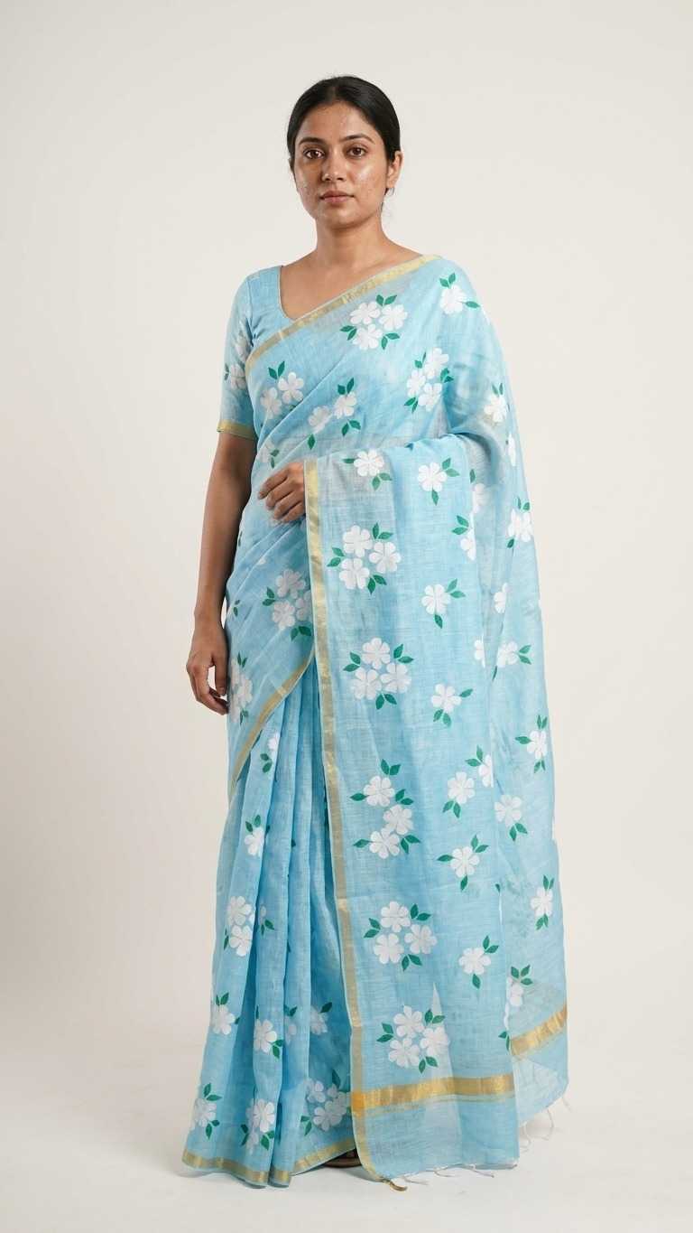 YNF Wholesale Linen Printed Sarees  | Surat Manufacturer