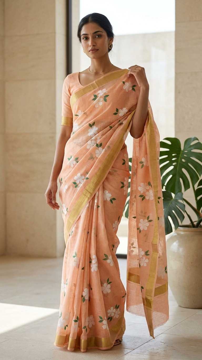 YNF Wholesale Linen Printed Sarees  | Surat Manufacturer