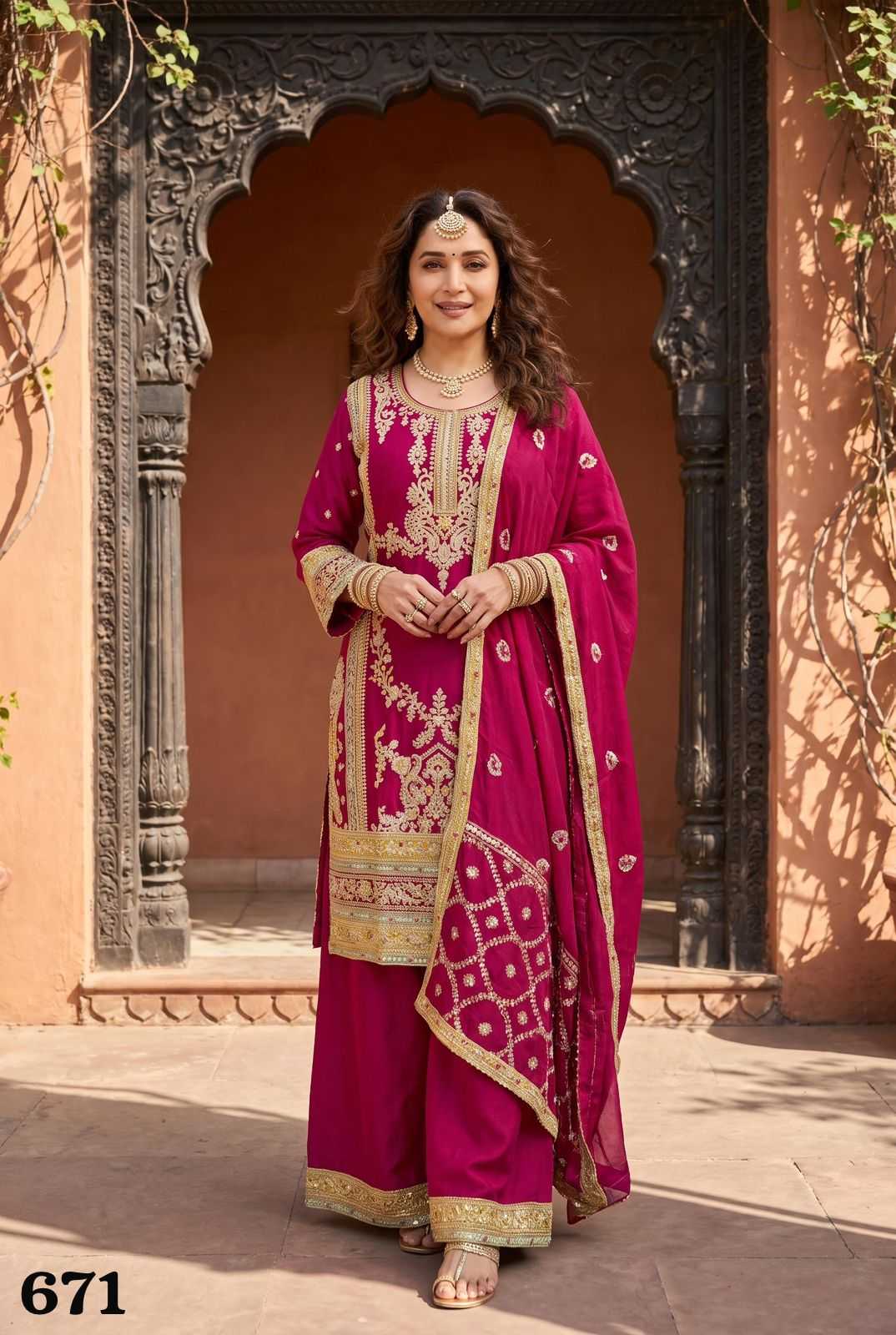 YNF Wholesale Chinon Silk Embroidery Suits  | Surat Manufacturer